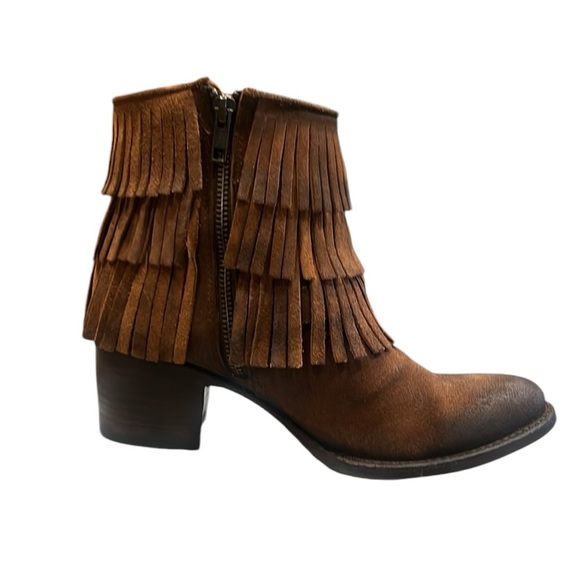 Freebird by Steven Belle Fringe Boho Bootie Suede BOOTS Western Brown Boots SZ 7 - Picture 7 of 12
